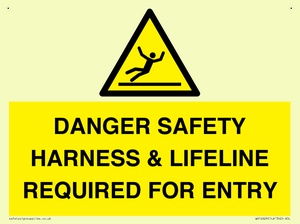 DANGER SAFETY HARNESS & LIFELINE REQUIRED FOR ENTRY